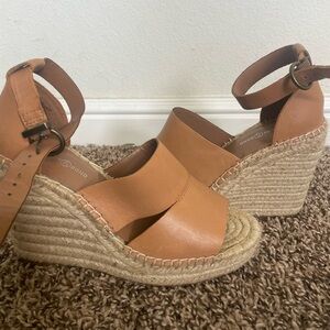 Treasure & Bond Heels: tan jute wrapped heeled wedge espadrilles